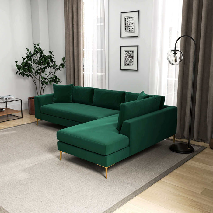 Mano - Right Facing L-Shaped Sectional Sofa - Green