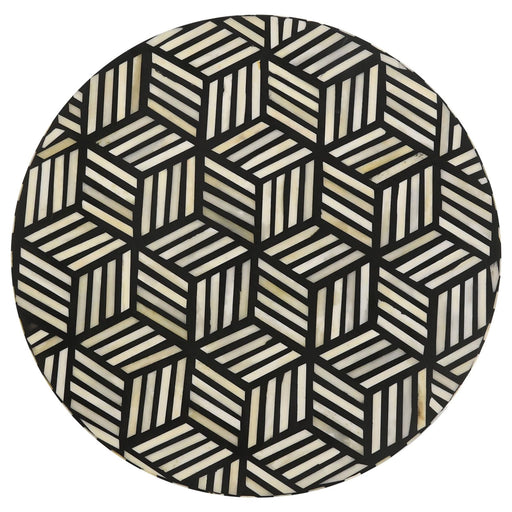 Top Accent Table With Mosaic Design, Circular Tabletop - Gold Furniture Max