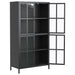 Premium Metal Storage Cabinet With Tempered Glass Doors, Adjustable Shelves, And Anti Tipping Device - Black Home Essentials
