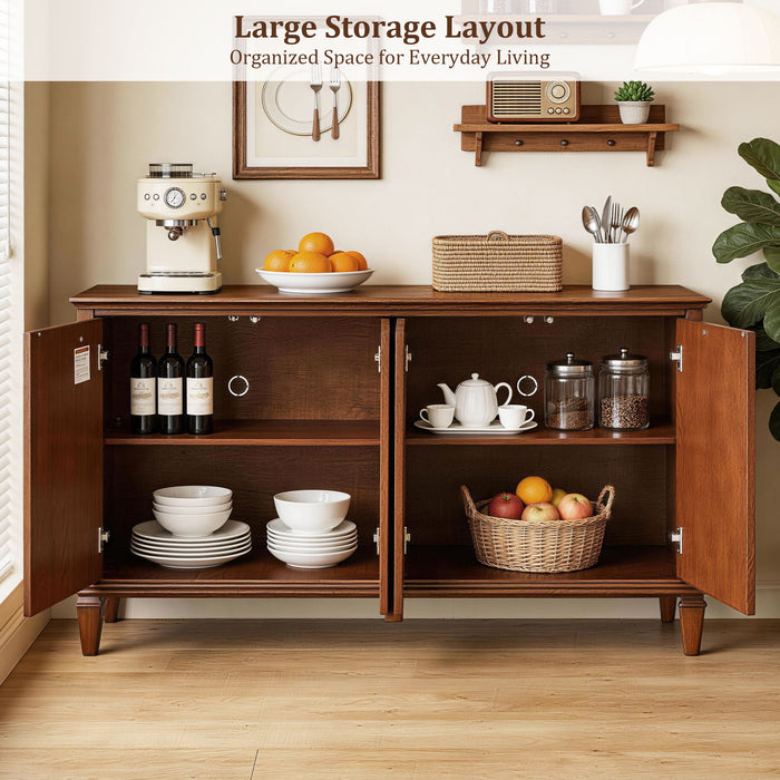 TV Stand With Carved Geometric Doors, Storage Cabinet For Living Room - Walnut Home Essentials