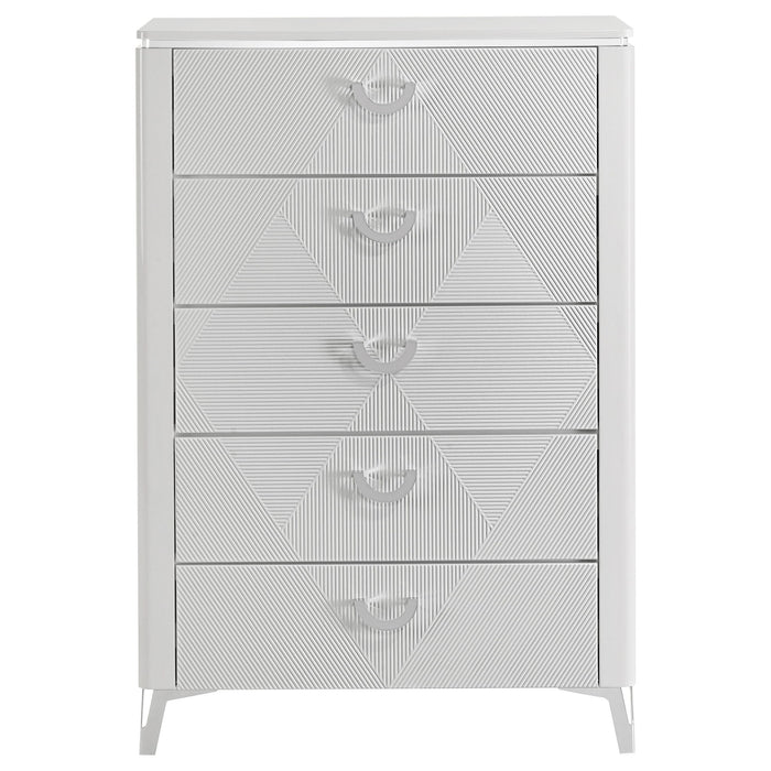 Buckley - 5 Drawer Chest - Gloss White Furniture Max