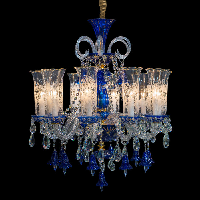 Michael Amini Lighting - Winter Palace 10-Light Traditional Crystal Chandelier - Royal Blue / Pearl Silver Michael Amini