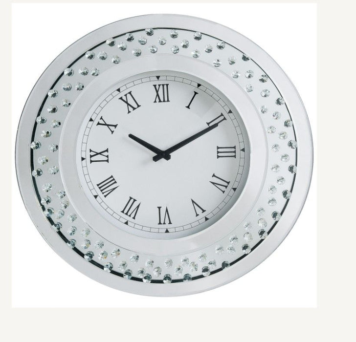 Nysa - 20" Wall Clock - Mirrored & Faux Crystals ACME