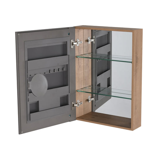 20" Wall Mounted Bathroom Mirror Cabinet With Adjustable Shelves Storage Cabinet - Imitative Oak Home Essentials