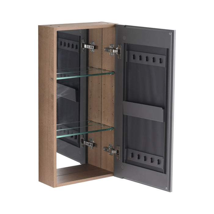 14" Bathroom Mirror Cabinet With Adjustable Shelves, Wall Mounted Medicine Storage Cabinet Frame With Soft Closing Hinges - Imitative Oak Home Essentials