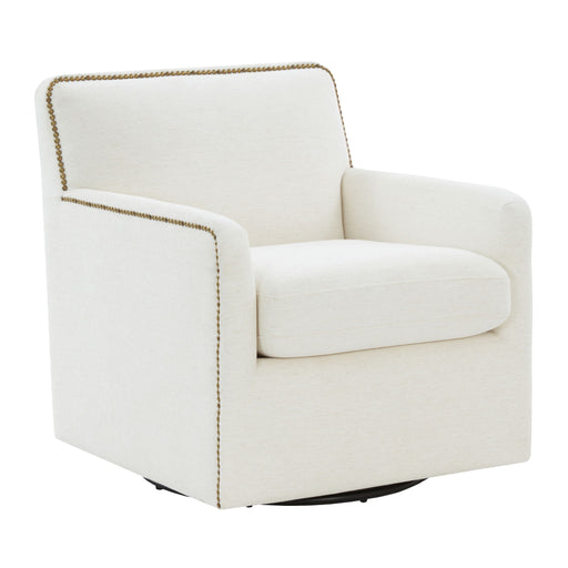 Tolland - Swivel Accent Chair With Antique Brass Nailhead Trim - Cream Ridgecrest Home