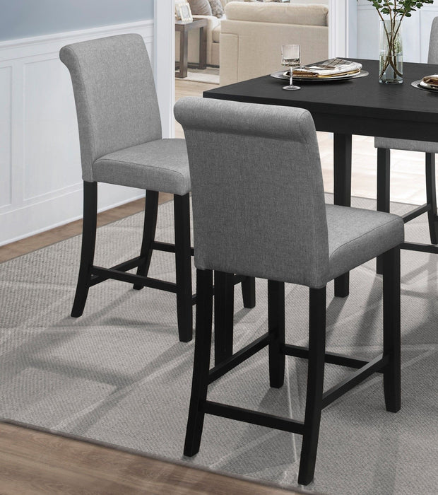 Counter Height 5 Piece Dining Set Table And Chairs Black / Gray Upholstered Transitional Wooden Furniture Breakfast Kitchen Set