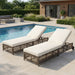 Outdoor Lounge Chair With 5 Position Backrest With Cushion And Wheels Hearth and Haven