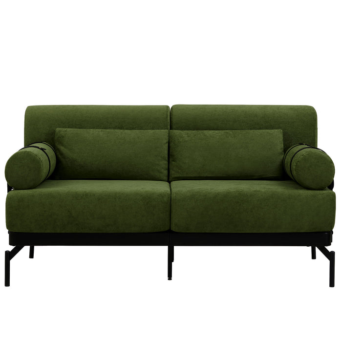 Modern Loveseat Sofa 2 Seater With USB Ports, Cylindrical Armrests
