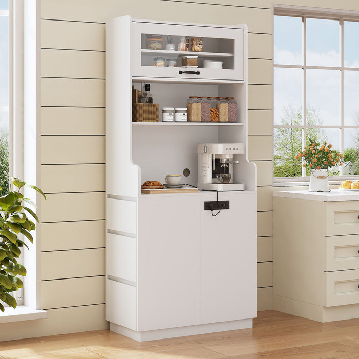Pantry Cabinet With Hydraulic Flip Top And USB Charging Port Hearth and Haven