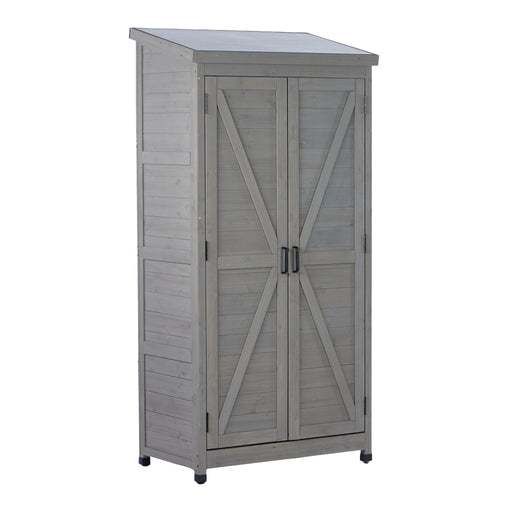 Outdoor Storage Shed With Vertical Tool Cabinet For Backyard Home Essentials