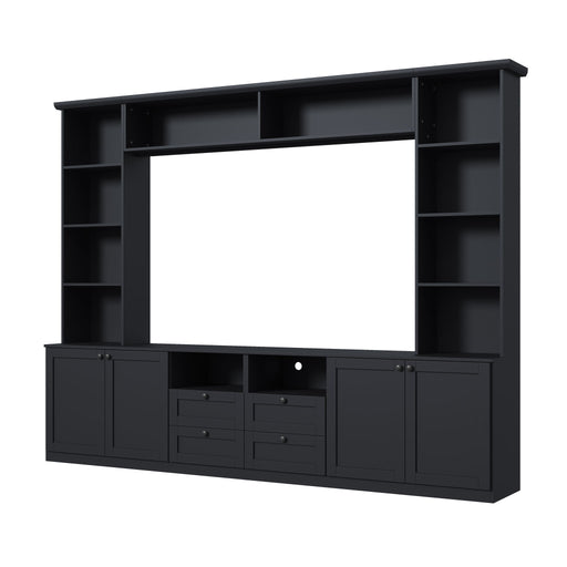 Farmhouse Elegant Entertainment Center Wall Unit With 4 Drawers Hearth and Haven