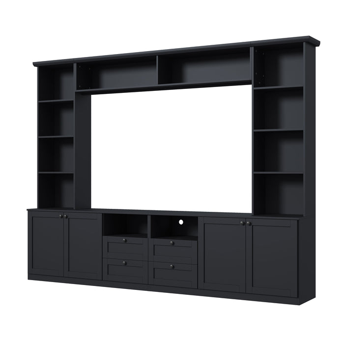 Farmhouse Elegant Entertainment Center Wall Unit With 4 Drawers Hearth and Haven