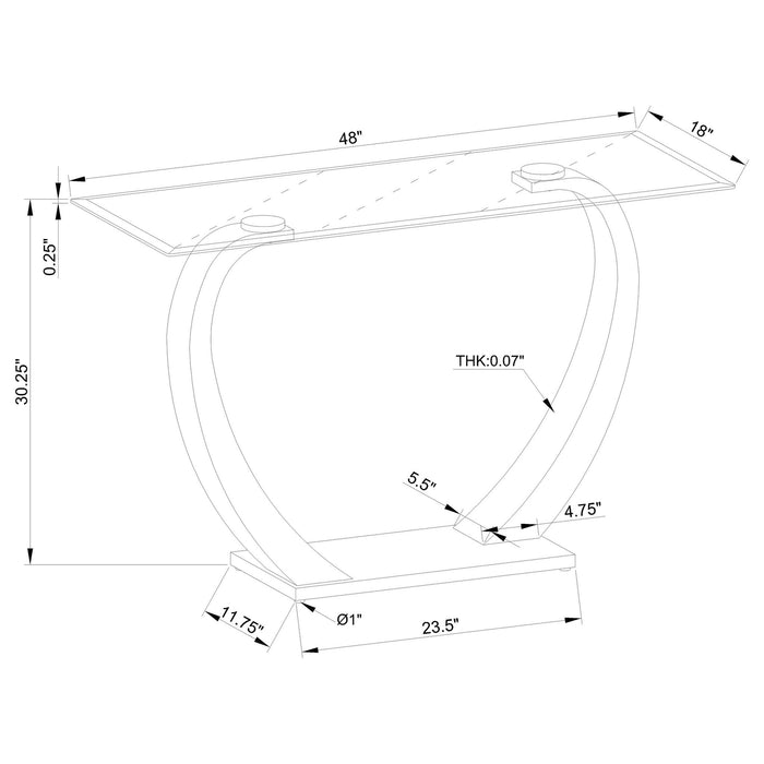 Lana - Satin Glass Top Base Console Table - Silver Furniture Max