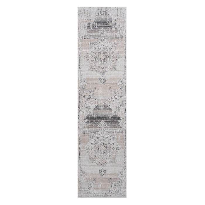 Payas - 2' x 8' Medallion Non-Shedding Stylish And Stain Resistant Area Rug - Cream / Beige