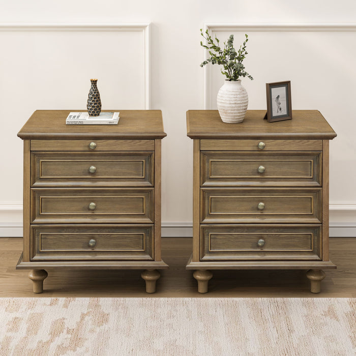 Nightstands With 4 Drawer, Storage End Table With Hidden Pull Out Shelf Home Essentials
