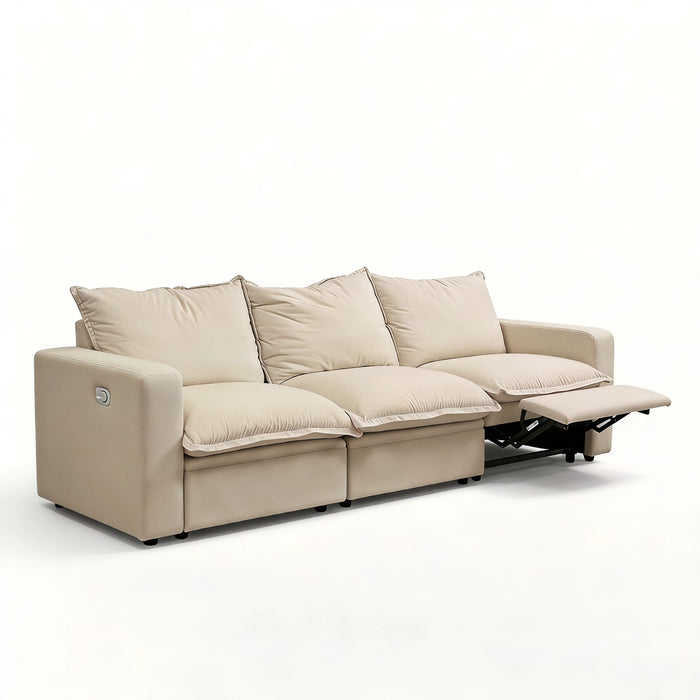 Plush Pillow Top Reclining Sofa, 3 Seat - Cream Beige Home Essentials