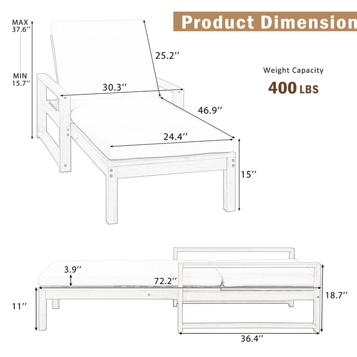 Outdoor Lounge Chairs, 5 Position Chaise Lounge With Adjustable Backrest (Set of 2) - Gray Hearth and Haven