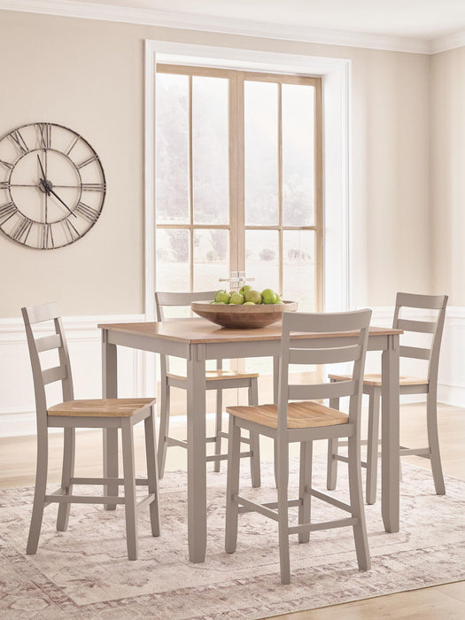 Harperfeld - Dining Room Counter Table Set (Set of 5) - Natural / Gray Signature Design by Ashley®