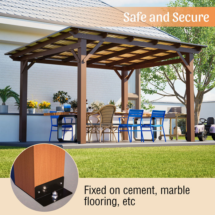 13 X 10 Ft Gazebo With Roof, Spacious Outdoor Patio Shade Structure For Backyard & Garden - Brown Daily Nest