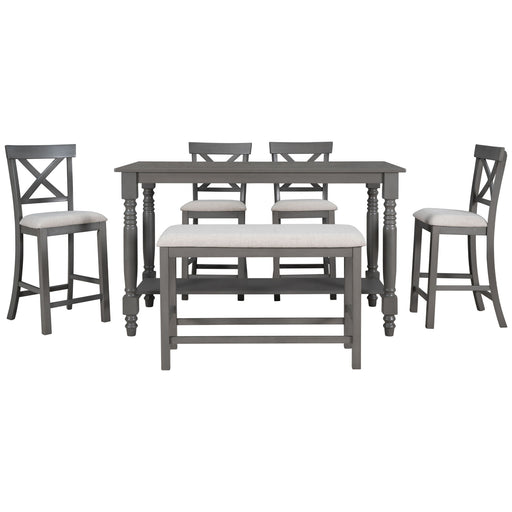 Counter Height Dining Set With Shelf, 4 Chairs And Bench Hearth and Haven