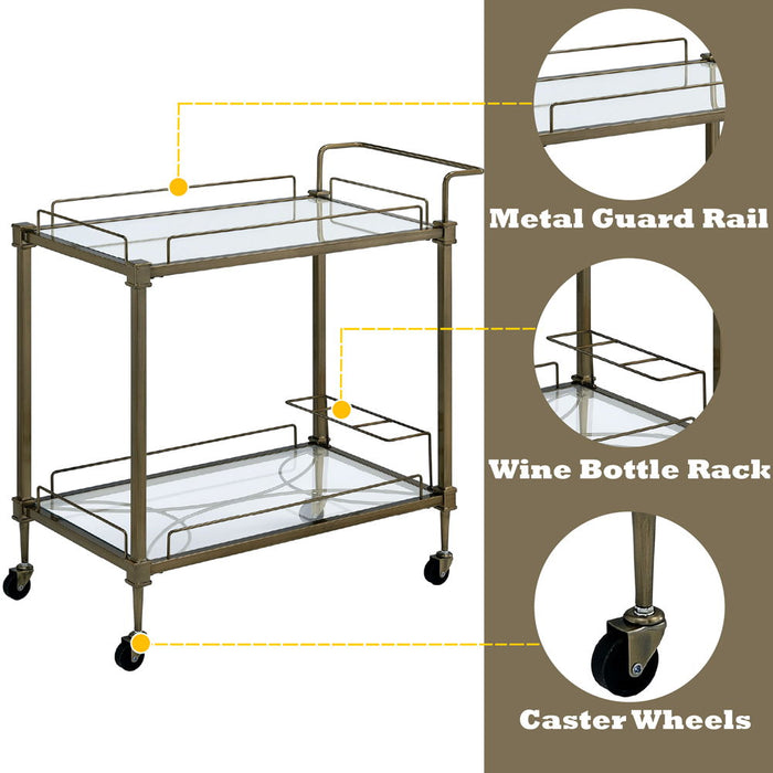 Aditya - Serving Cart - Mirrored & Antique Brass ACME