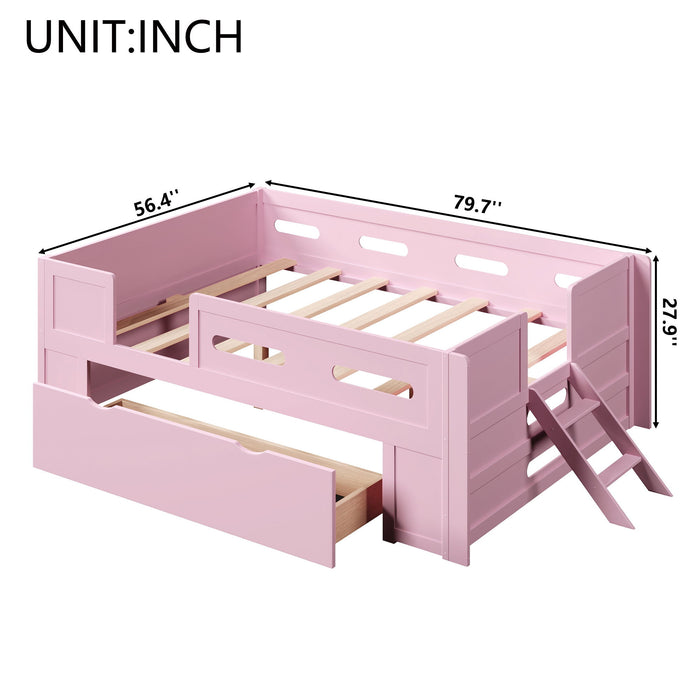 Platform Bed With Guardrail And Drawer Dreamland