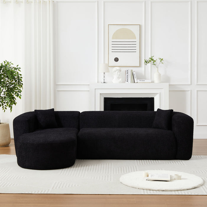 L - Shape Boneless Cloud Couch With 2 Throw Pillows For Living Room Home Essentials