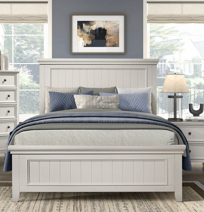 Farmhouse Style Full Size Panel Bed 1 Piece Classic White Finish Modern Bedroom Wooden Furniture