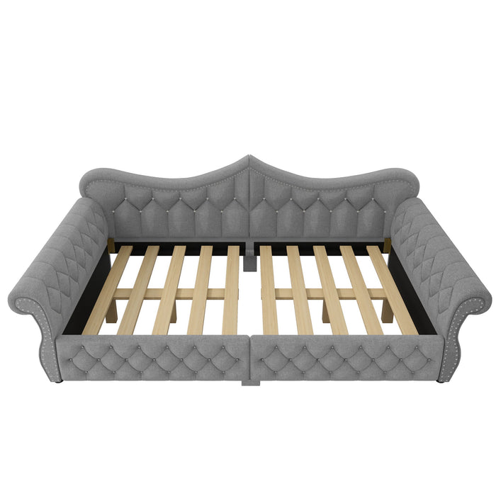 Upholstered Daybed With LED Lighting And Nailhead Trim Dreamland