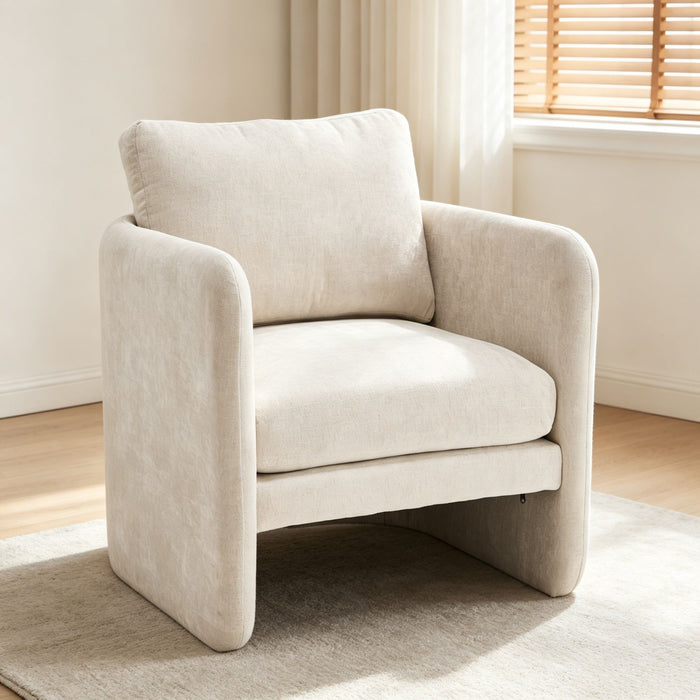 Armchair With Low Profile Curved Frame - Beige Home Essentials