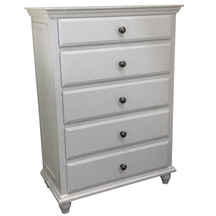 1 Piece Chest 5 Drawers Knob Handles Bedroom Furniture - White Home Essentials