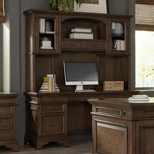 Stigham - 5 Drawer Credenza With Hutch - Oak Furniture Max
