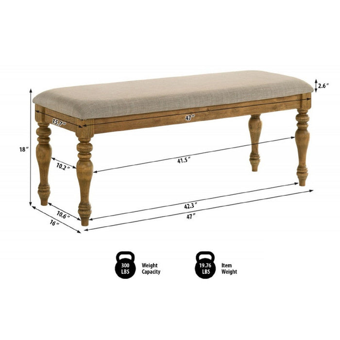 Dining Bench With Cushion - Brown Home Essentials