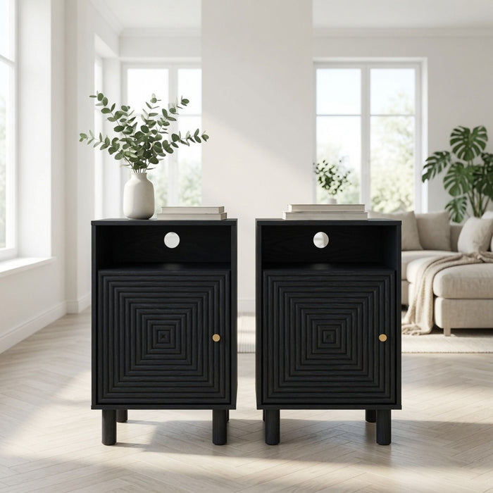 Nightstand With Charging Station & Storage Home Essentials