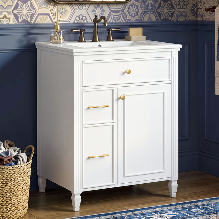 Freestanding Bathroom Vanity With Sink, Soft Close Door, Tip Out Drawer Noble House