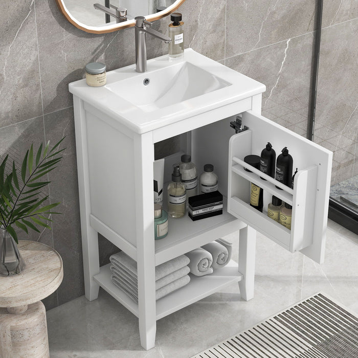 Modern Bathroom Vanity With Sink, Soft-Closing Door And Open Shelf Hearth and Haven