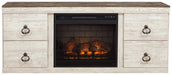 Willowton - 2 Pc. - TV Stand With Faux Firebrick Fireplace Insert - Whitewash Signature Design by Ashley®
