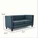 Button Tufted Loveseat, Upholstered 2 Seater With Square Arm For Living Room - Navy Blue US Pride