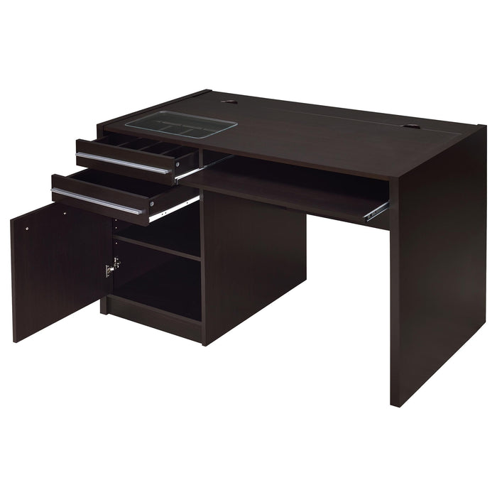 Maxim - 2 Drawer Computer Desk With Lift Top Storage And Power Outlet - Cappuccino Furniture Max