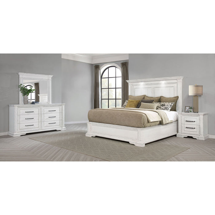 Bedroom Set With LED Lighting And Carved Moldings Furniture Max