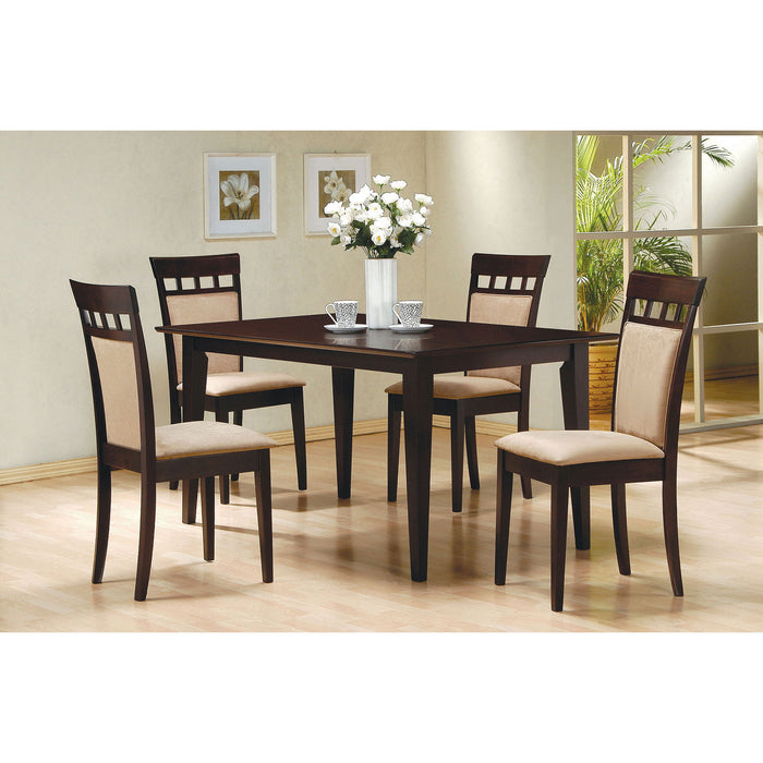 Gianna - 5 Piece Rectangular Dining Set With Table Upholstered Chairs - Cappuccino Furniture Max