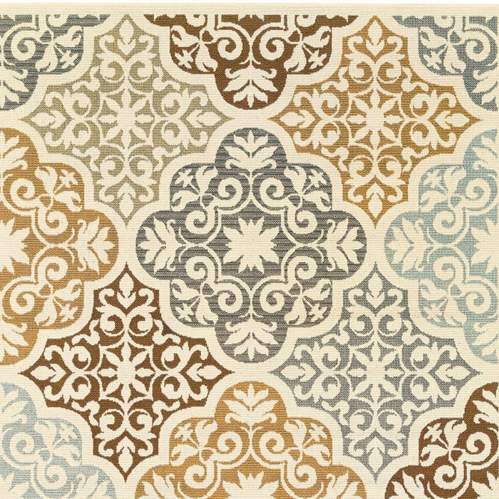 Moroccan Indoor / Outdoor Area Rug - Gray / Ivory