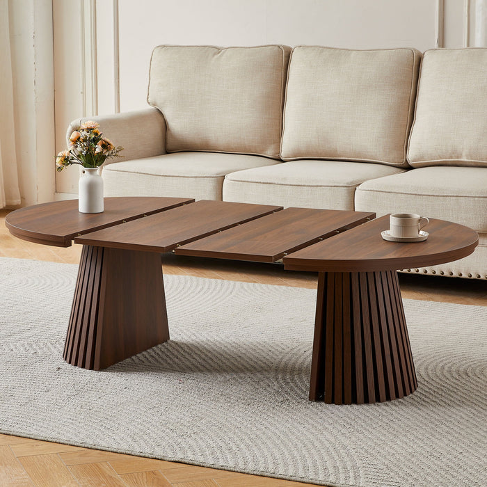 Oval Coffee Table For Living Room - Walnut Home Essentials
