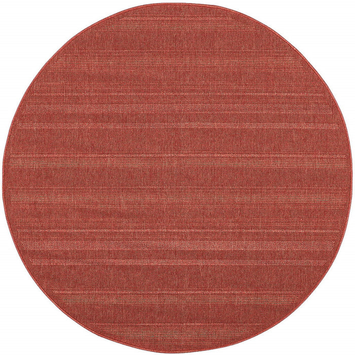 8' X 8' Round Stain Resistant Indoor / Outdoor Area Rug - Red