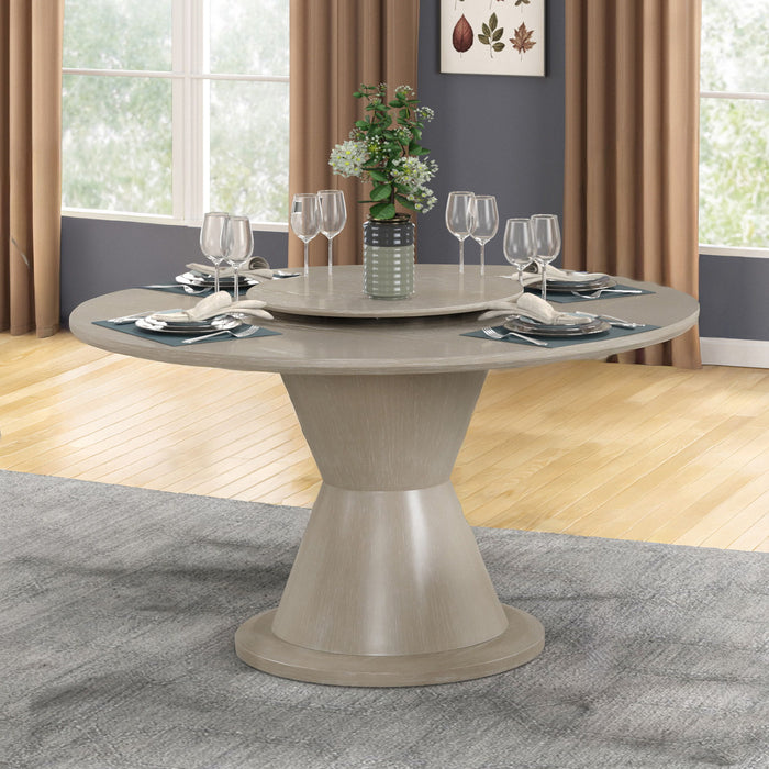 Gwendolyn - Round Dining Table Top & Lazy Susan - Cerused Taupe