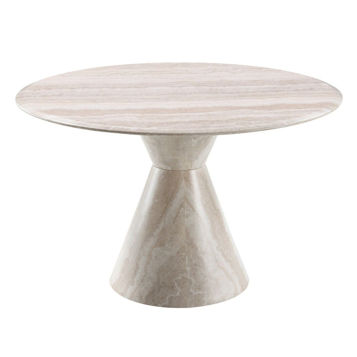 Ogin - Round Dining Table - Marble Print & Natural ACME