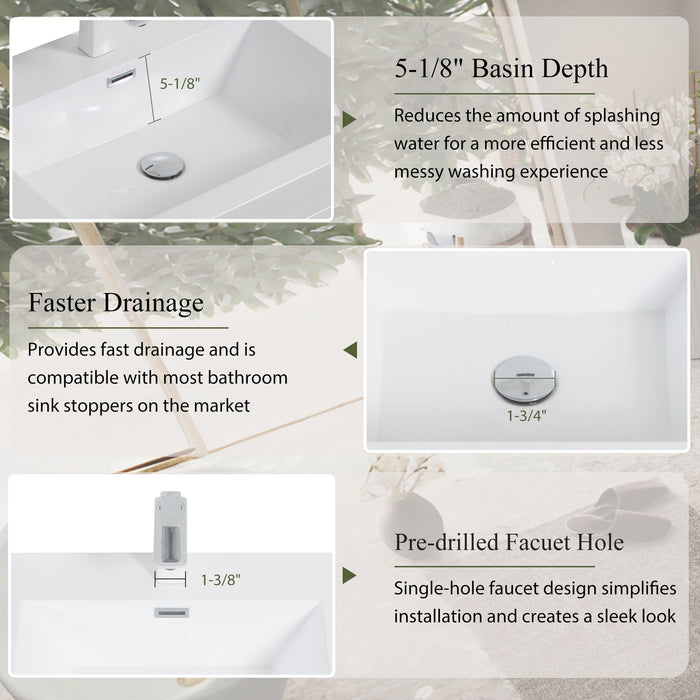 Bathin Freestanding Bathroom Vanity With Double Sinks, Bathroom Storage Vanity Cabinet With Stone Resin Countertop And Soft Close Drawers Home Essentials