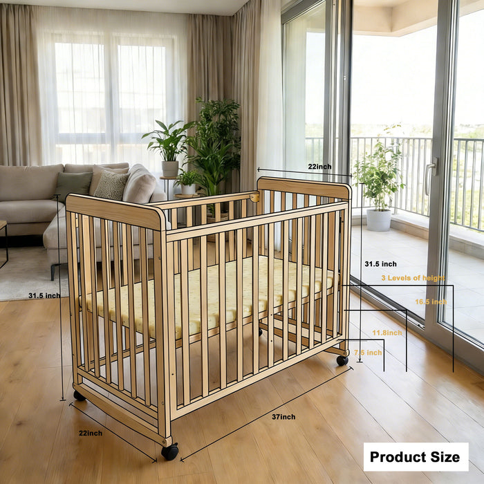 Portable Bedside Bassinet With 3 Heights, Mini Crib For Newborns - Natural Wood Home Essentials