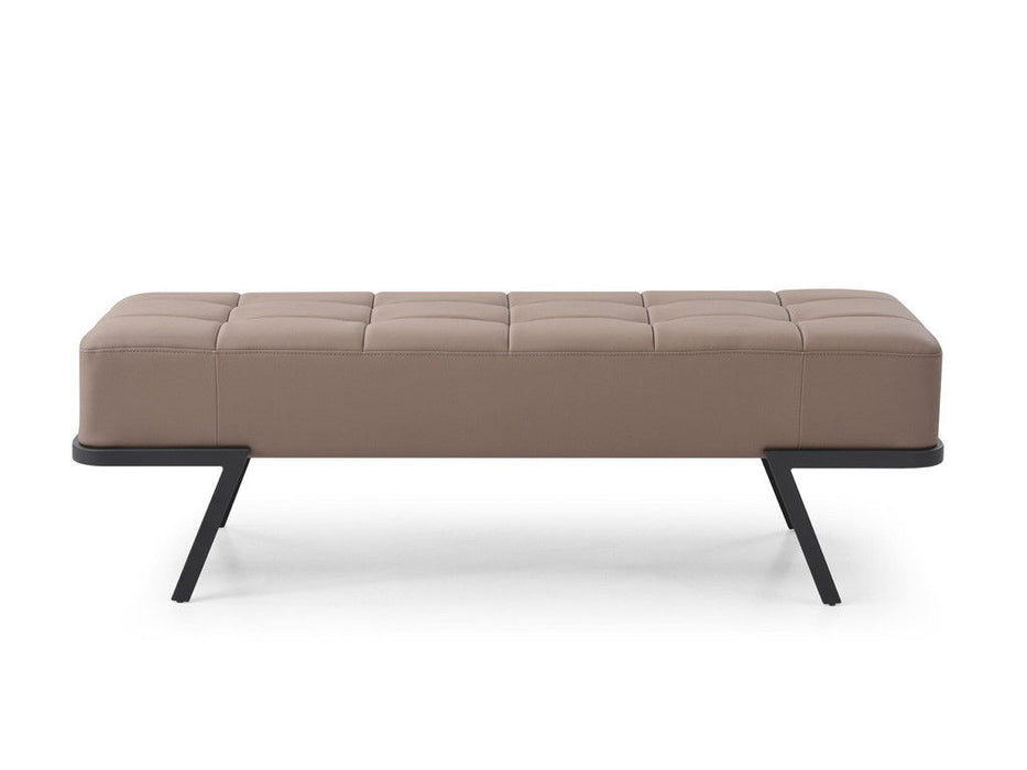 Upholstered Faux Leather Bench - Taupe / Black